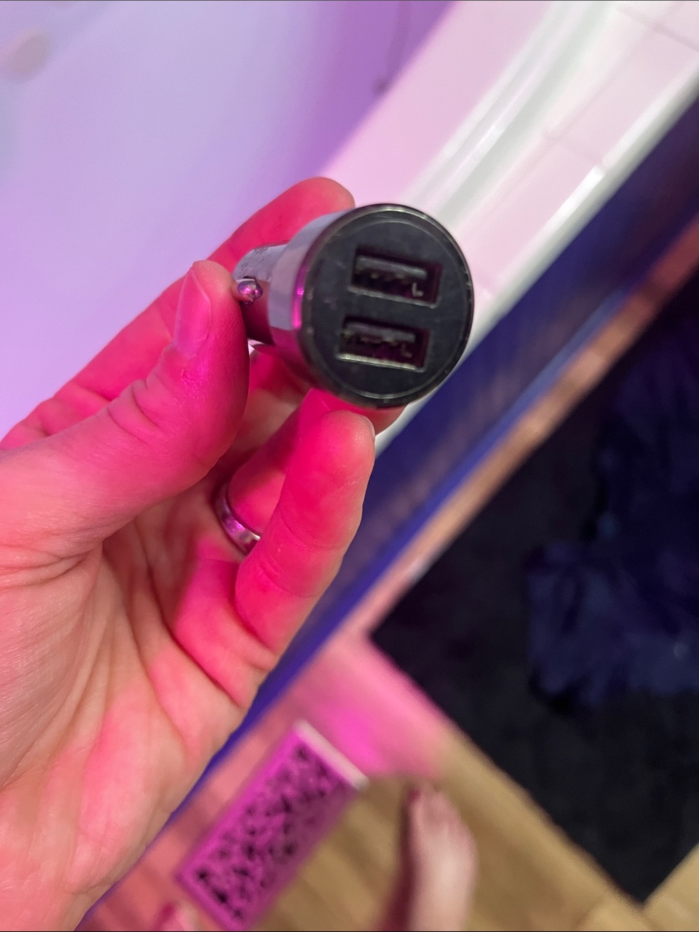Dual-Port Car USB Charger - Black and Silver